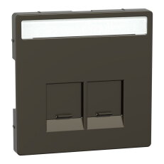 Centrální deska, Merten System D, RJ45 s popisovým polem, mocca, plast