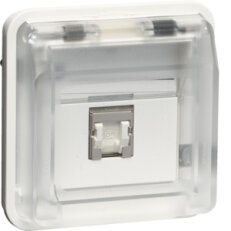 Zásuvka, datová, RJ 45, FTP, Cat.6e, přístroj, IP 55, Berker W.1, bílá, mat