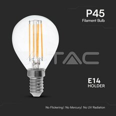 LED Bulb 6W Filamen E14 P45 Clear Cover 4000K VT-2466, V-TAC SKU212846