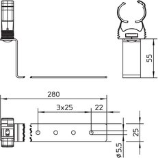 OBO isCon H280 26 PA Střešní držák vodiče pro cihlové střechy 280mm světle šedá