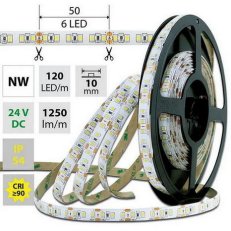 LED pásek SMD2835 NW, 120LED/m, 14W/m, 1250lm/m, IP54, DC 24V, 10mm, 5m