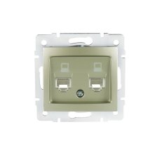 DOMO Dvojitá datová zásuvka  nezávislá (2xRJ45Cat 5e Jack) šampaňská
