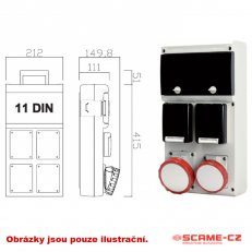 SCAME Zásuvková rozvodnice s chráničem 636 IP66 2x230V, 2x záslepka