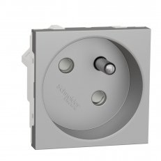 Zásuvka NOVÁ UNICA 45o 250V/16A 2P+E, clonky, bezšroubová, Aluminium