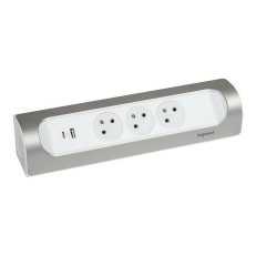 ZÁSUVKOVÝ BLOK ROHOVÝ 3X2P+T/USB A+C, BÍLÁ/HLINÍK LEGRAND 049409