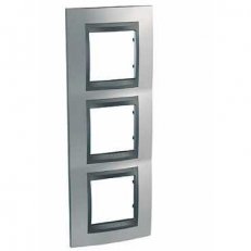 Schneider MGU66.006V.238 Krycí rámeček Top trojnásobný vert., Cromo mat/grafit