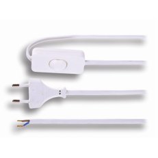 Flexo šňůra, 3m, 2 x 0,75mm2, bílá, vypínač SOLIGHT PF13