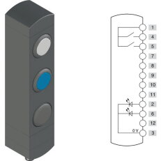 Ovládací jednotka BN 3 prvky (konfigurace B08) Konektor M12,12 pólů, IP65