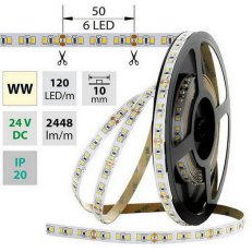 LED pásek SMD2835 WW, 120LED/m, 28,8W/m, 2448lm/m, IP20, DC 24V, 10mm, 5m