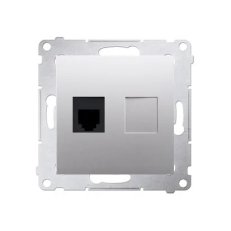 Telefonní zásuvka RJ12 jednonásobná, stříbrná matná metalizované DT1.01/43