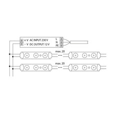 LED modul 3x SMD2835, 0,72W, 12V, 60mA, 6550K, 160°, IP65 MCLED ML-211.002.51.0