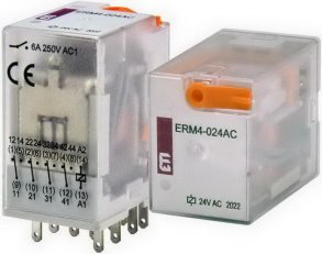 Paticové relé ERM4-024AC, kontakty 4xCO,6A, 24V AC ETI 002473008