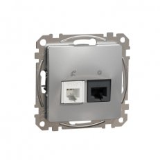Sedna D/E Datová zásuvka RJ45 kat.5e UTP+RJ11 Aluminium SCHNEIDER SDD113458