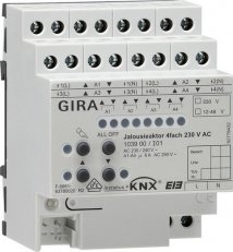 Akční člen žaluzie 4x 230V stř. KNX p.na l. DIN GIRA 103900