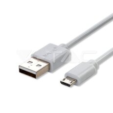 1M Micro USB cable 1.0A PVC, Silver series, white color, VT-5301 V-TAC SKU8480