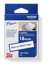 Páska BROTHER TZe-FA4, bílá/modrá (18mm, zažehlovací páska, 3m)