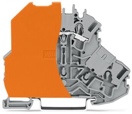 Dvoupatrová svorka oranžová přepážka L šedá WAGO 2002-2201/098-000
