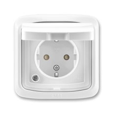 ABB Tango Zásuvka podle DIN s clonkami víčkem IP44 bílá 5518A-3999 B