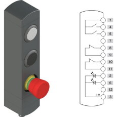 Ovládací jednotka BN 3 prvky (konfigurace A12) Konektor M12,12 pólů, IP65