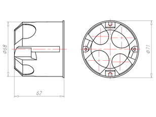 Krabice bezhalogen O-range ECON hl. 62mm, do dutých stěn KAISER 9266-22