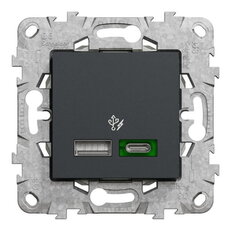 NOVÁ UNICA Dvojité rychlonabíjecí USB A+C (45W), Antracit SCHNEIDER NU501354