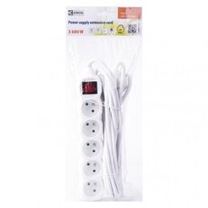 Prodlužovací kabel 5 m 5 zásuvek s vypínačem bílý PVC 1,5mm2 EMOS P1515R