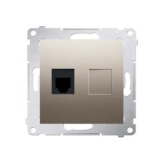 Telefonní zásuvka RJ12 jednonásobná, zlatá matná, metalizované DT1.01/44