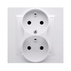 Zásuvka dvojnásobná s uzemněním, s clonkami, 16A, 250V~, bílá CGZ2T/11