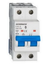 Instalační jistič AMPARO 6kA, C 6A, 2P SCHRACK AM617206--