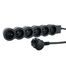 PRODLUŽOVACÍ PŘÍVOD ZÁSUVKA 6X2P+T, KABEL 1,5 M, ČERNÁ/TMAVĚ ŠEDÁ LEGRAND 049487