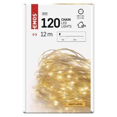 LED vánoční drop řetěz, 12 m, venkovní i vnitřní, teplá bílá, časovač