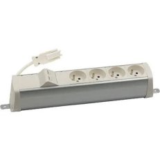 Prohloubený zásuvkový blok: 4x 250 V typ E + 2x zásuvka RJ45 hliník bílá