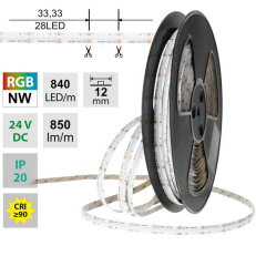 LED pásek COB RGB + NW,840LED/m,18W/m,5M