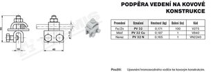 Podpěra vedení na kovové konstrukce PV 32 (FeZn) TREMIS V275