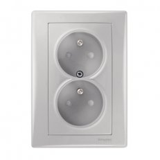 Sedna Zásuvka dvojnásobná SCHUKO, clonky, Aluminium SCHNEIDER SDN2890560