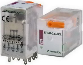 Paticové relé ERM4-230AC, kontakty 4xCO,6A, 230V AC ETI 002473010