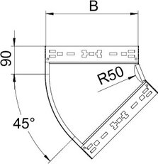 OBO RBM 45 150 FT Oblouk 45° Magic 110 vodorovný s rychlospojkou 110x500 Ocel