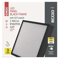 LED přisazené svítidlo NEXXO, čtvercové, černé, 21W, se změnou CCT EMOS ZM6343