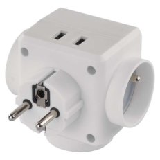 Rozbočovací zásuvka 3x kulatá, 2x USB EMOS P0024U