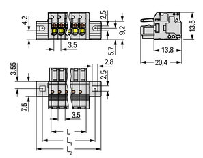 Pružinová svorka Push-in CAGE CLAMP sv.šedá 1,5mm2 2pól. WAGO 2734-102/031-000
