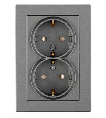 Zásuvka SCHUKO dvojitá, šroubové svorky, antracit SCHRACK EV111313--