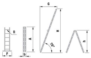 Dvojdílný kloubový žebřík FORTE 2x4 příčky 2,23m ALVE 4204