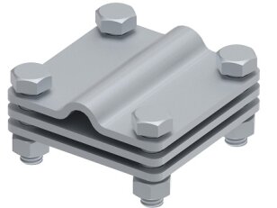 Křížová svorka L 65 na drát a pásku s mezidestičkou 8/10mm, páska 40mm StZn