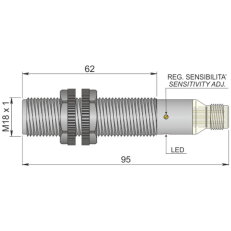Kapacitní senzor d18 mm AECO SC18SP-C5 NPN NO+NC H