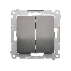 Přepínač dvojitý křížový, řazení 7, 10AX, 250V~, antracit mat, metalizované