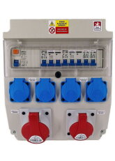 Zásuvková rozvodnice 4x230V, 1x3253, 1x1653, jištěná 6kA ROS 13/FI6-105