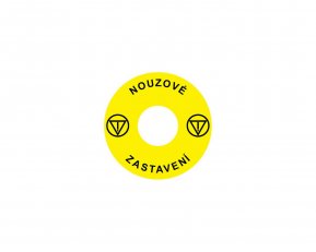 Štítek nouzového zastavení NOARK pro Ex9P1 H, samolepicí, žlutý, průměr 60mm, CZ