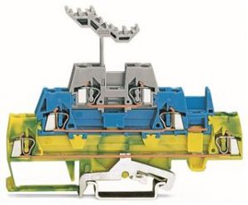 Třípatrová svorka stíněného vodiče, 2,5mm2, zelená-žlutá/modrá/šedá WAGO 280-547