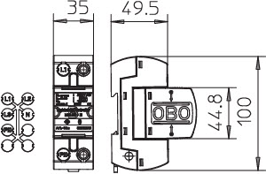 OBO MC 50-B VDE Svodič přepětí, typ 1, 1P, 50kA(10/350), 255V