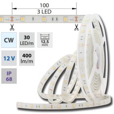 LED pásek SMD5050 studeně bílý, 30LED/m, IP68, DC 12V, 12,5mm, 5m